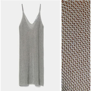 Bershka Metallic/ Silver Party Dress, Cover Up, Boho Strappy Mini Dress Sz Small